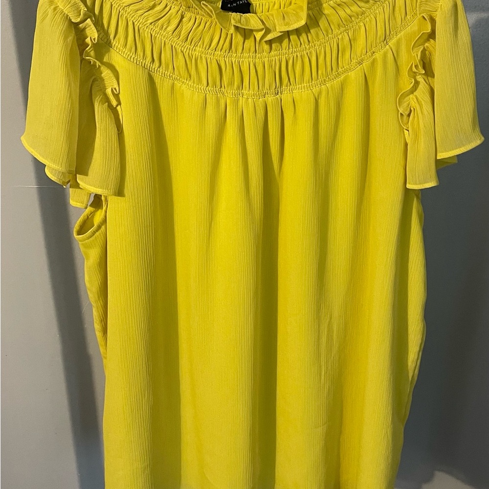 Yellow Ruffled Off-Shoulder Top - Picture 7 of 9